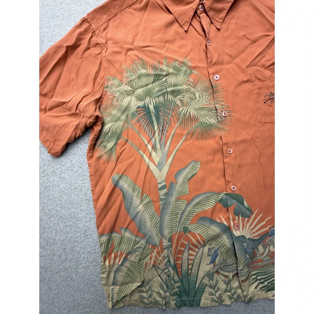 Harley-Davidson Shirt Mens‎ 2XL Orange Silk Hawaiian Motorcycle Tori Richard